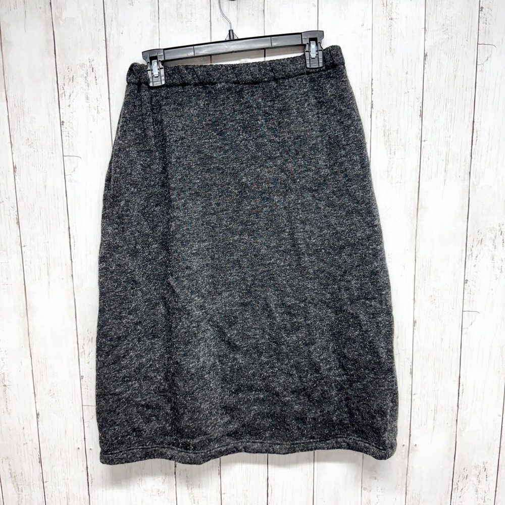 Jordan Marsh Vintage Knit Midi Skirt Womens Size M Charcoal Grey‎ Wool Blend